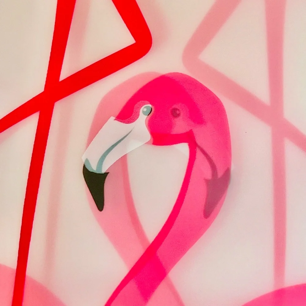 Bright Pink Flamingo Peva Shower Curtain Tropical Summer